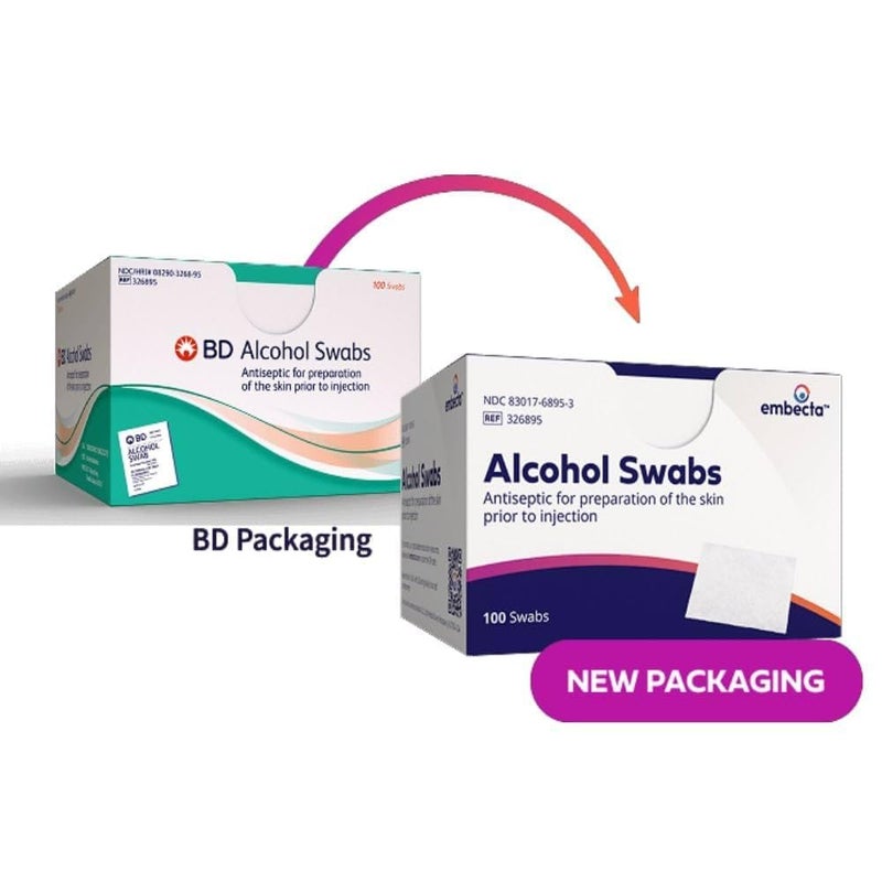 B & D Alcohol Swabs 100 Each (Pack of 3) - Image 2